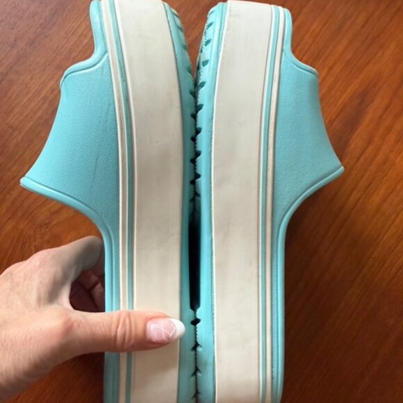 Aqua Crocs Platform Slides Sz 7 - Picture 2 of 8
